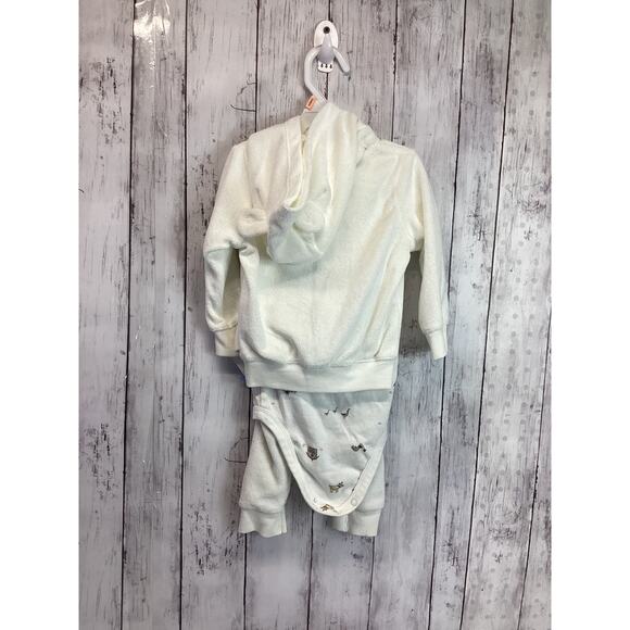 Baby 3 Piece Set Cotton Coverall Onesies Sweater & Pants Size 12 Months White - Picture 2 of 3